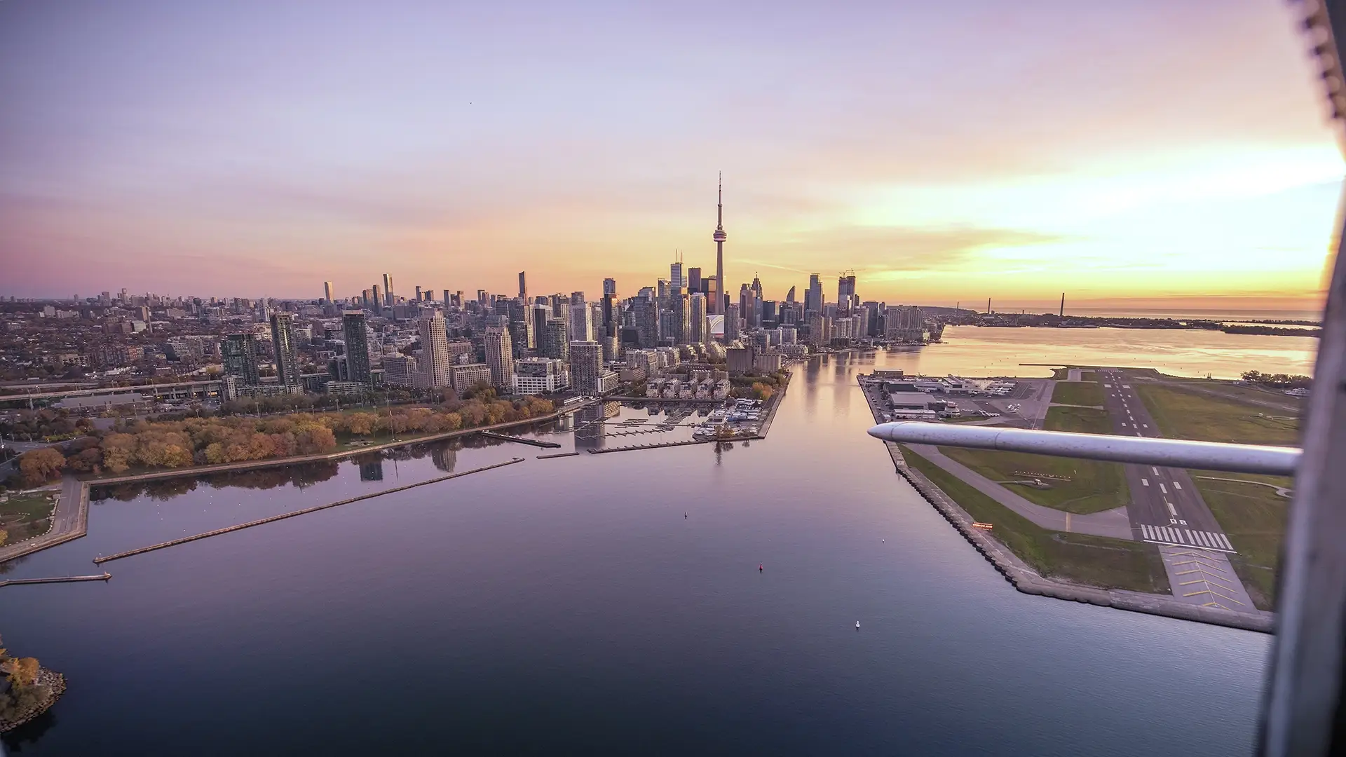 Aerial shot of Toronto and Corbit Barot Airpot