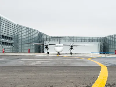 Photo of a plane in Corbit Barot Airpot’s Ground Run-Up Enclosure